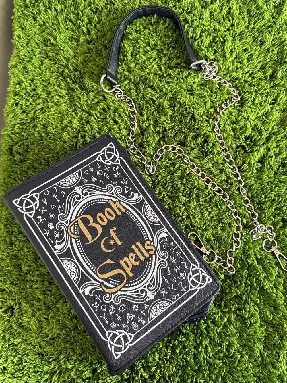 Spirit Black Book of Spells Crossbody Bag with Gold Accents